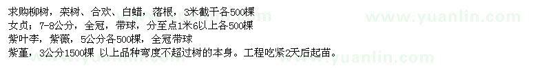 求購欒樹、合歡、白蠟等