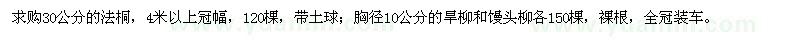 求購(gòu)法桐、旱柳、饅頭柳