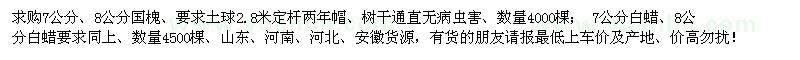 求購(gòu)7、8公分國(guó)槐、白蠟