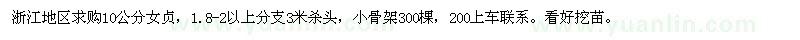 求購10公分女貞