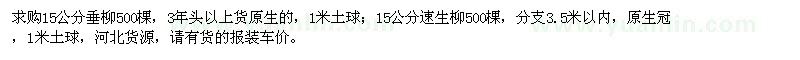 求購(gòu)15公分垂柳、速生柳