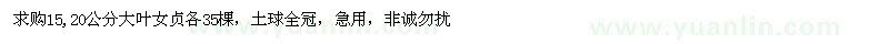 求購(gòu)15、20公分大葉女貞