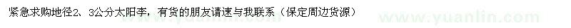 求購地徑2、3公分太陽李