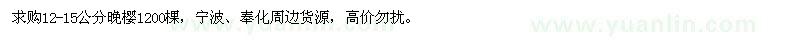 求購12-15公分晚櫻