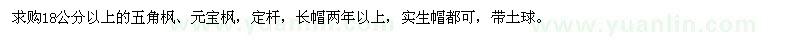 求購18公分以上五角楓、元寶楓