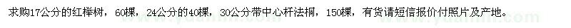 求購紅櫸樹、法桐