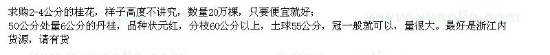 求購2-4公分桂花、6公分丹桂