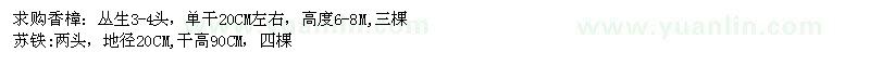 求購香樟、蘇鐵