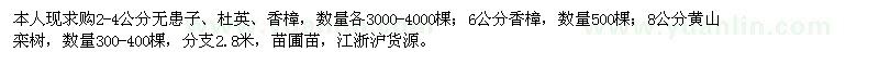 求購2-4公分無患子、香樟、杜英、6公分香樟、8公分光桿欒樹