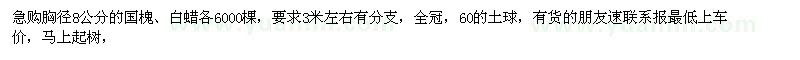 求購胸徑8公分國槐、白蠟
