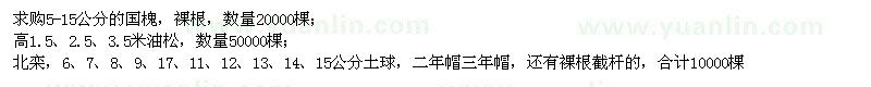 求購(gòu)國(guó)槐、油松、北欒