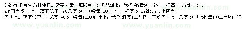 求購(gòu)垂絲海棠、金桂、紅葉李
