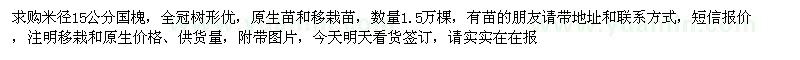 求購米徑15公分國槐