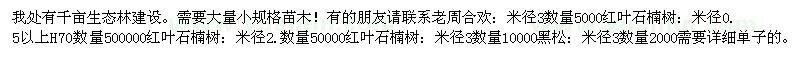 求購(gòu)合歡、紅葉石楠樹、黑松
