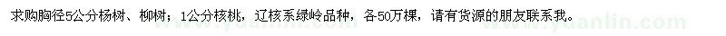 求購楊樹、柳樹、核桃