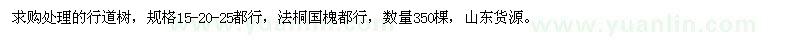 求購15、20、25公分法桐、國槐