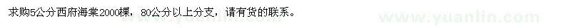 求購(gòu)5公分西府海棠