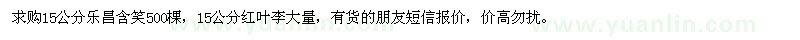 求購15公分樂昌含笑、紅葉李