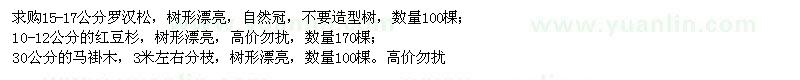 求購羅漢松、紅豆杉、馬褂木