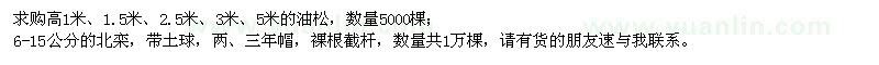 求購(gòu)油松、北欒
