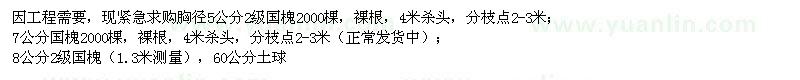 求購胸徑5、7、8公分國槐