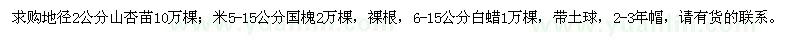 求購山杏、國槐、白蠟