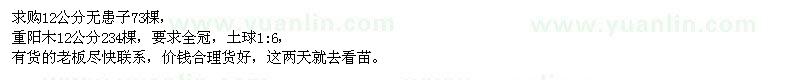 求購無患子、重陽木
