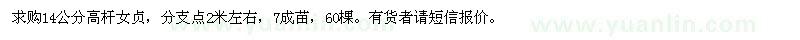 求購14公分高桿女貞