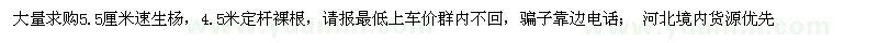 求購5.5公分速生楊