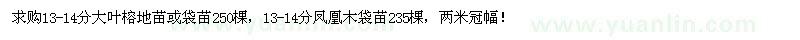 求購(gòu)13-14公分大葉榕、鳳凰木