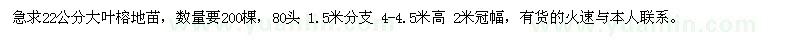 求購22公分大葉榕地苗