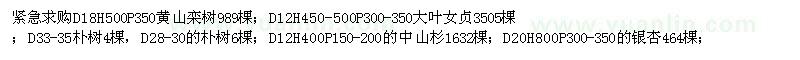 求購女貞、樸樹、中山杉、銀杏、櫸樹、木槿、垂柳