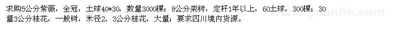 求購紫薇、欒樹、桂花