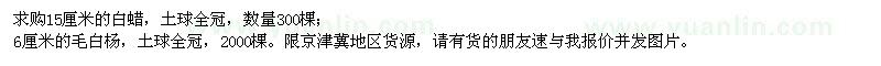 求購(gòu)15公分白蠟、6公分毛白楊