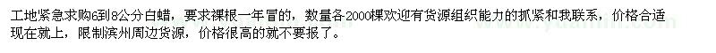 求購6-8公分白蠟