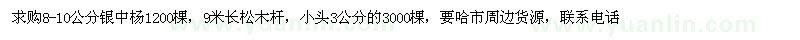 求購3公分、8-10公分銀中楊