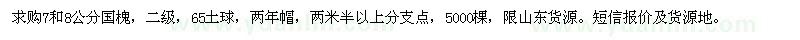 求購7和8公分國槐