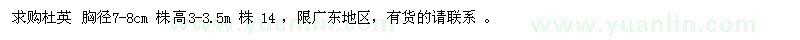 求購胸徑7-8公分杜英