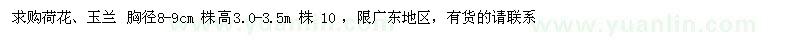 求購胸徑8-9公分荷花、玉蘭