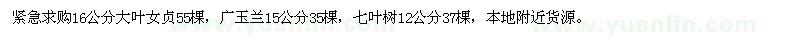 求購(gòu)大葉女貞、廣玉蘭、七葉樹(shù)