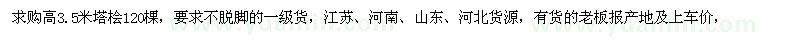 求購(gòu)高3.5米塔檜
