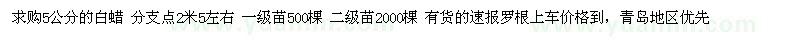 求購(gòu)5公分白蠟