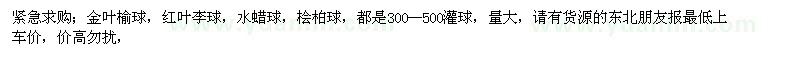 求購金葉榆球、紅葉李球、水蠟球