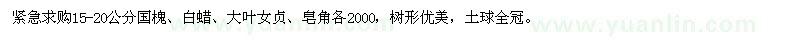 求購(gòu)15-20公分國(guó)槐、白蠟、大葉女貞、皂角