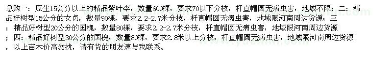 求購(gòu)紫葉李、女貞、國(guó)槐