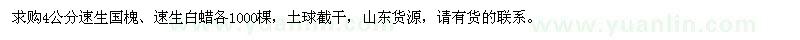 求購(gòu)4公分速生國(guó)槐、速生白蠟