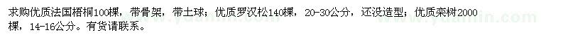 求購法國梧桐、羅漢松、欒樹