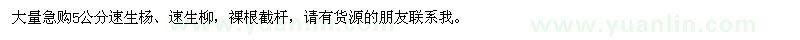 求購(gòu)5公分速生楊、速生柳