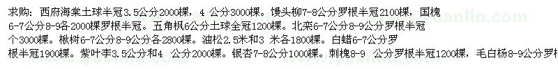 求購西府海棠、國槐、五角楓等
