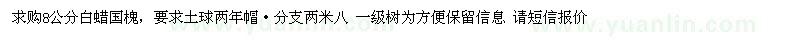 求購8公分白蠟國槐